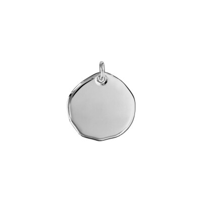 Pendentif galet grand modèle 26 mm en argent rhodié