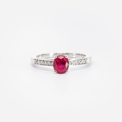 Bague Odette or blanc, rubis & diamants 