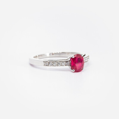 Bague Odette or blanc, rubis & diamants 