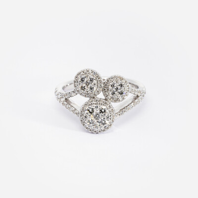 Bague or blanc & diamants 