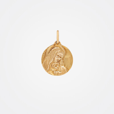 Médaille or jaune vierge à l'enfant