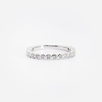 Alliance demi-tour or blanc & diamants 