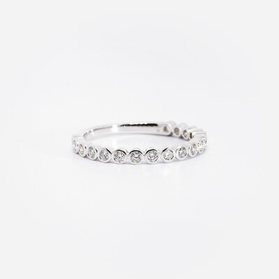 Alliance demi-tour or blanc & diamants 