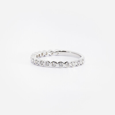 Alliance demi-tour or blanc & diamants 