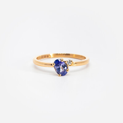 Bague or rose, diamant & saphir 