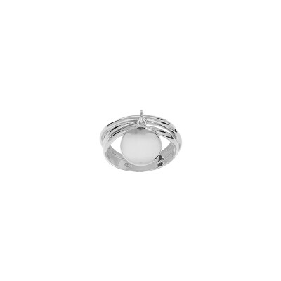 Bague pampille lisse en argent rhodié