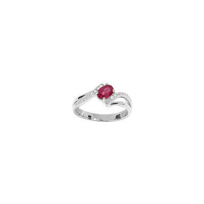 Bague en argent rhodié et oxydes de zirconium, taille 56