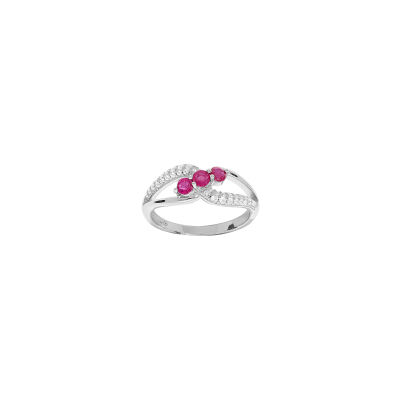 Bague en argent rhodié et oxydes de zirconium, taille 54