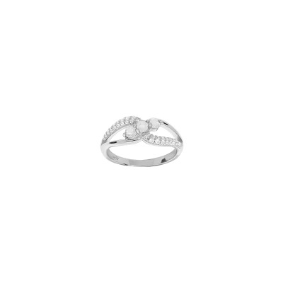 Bague en argent rhodié et oxydes de zirconium, taille 56