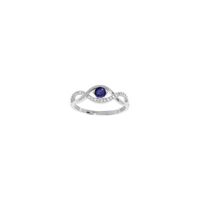 Bague en argent rhodié et oxydes de zirconium, taille 56