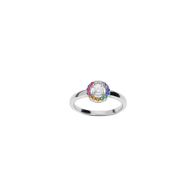 Bague en argent rhodié et oxydes de zirconium