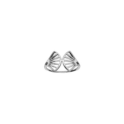 Bague éventail en argent rhodié, taille 54