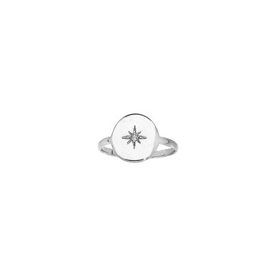 Bague étoile en argent rhodié et oxyde de zirconium, taille 54