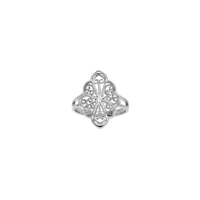 Bague filigrane en argent rhodié, taille 52