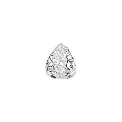 Bague filigranne en argent rhodié, taille 56