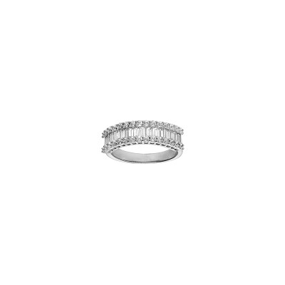 Bague en argent rhodié et oxydes de zirconium, taille 54