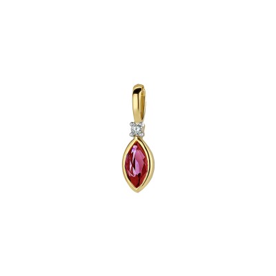 Pendentif avec motif en or jaune, or blanc, rubis et diamants