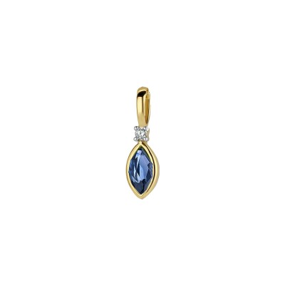Pendentif avec motif en or jaune, or blanc, saphir et diamants