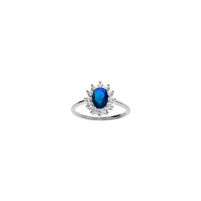 Bague en argent rhodié et oxydes de zirconium