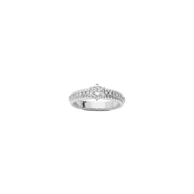 Bague en argent rhodié et oxydes de zirconium, taille 56