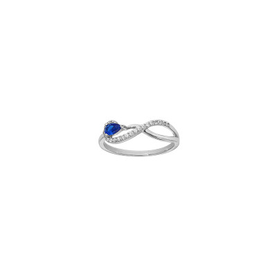Bague infini en argent rhodié et oxydes de zirconium, taille 54