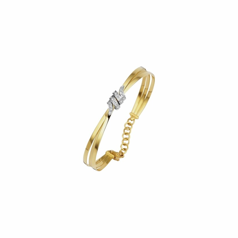 Bracelet jonc en or jaune, or blanc et diamants de 0.16ct