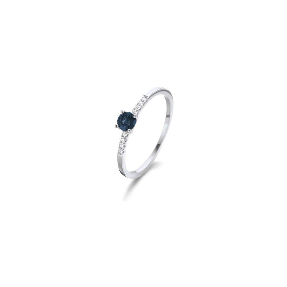 Bague avec motif en or blanc, saphir et diamants de 0.05ct