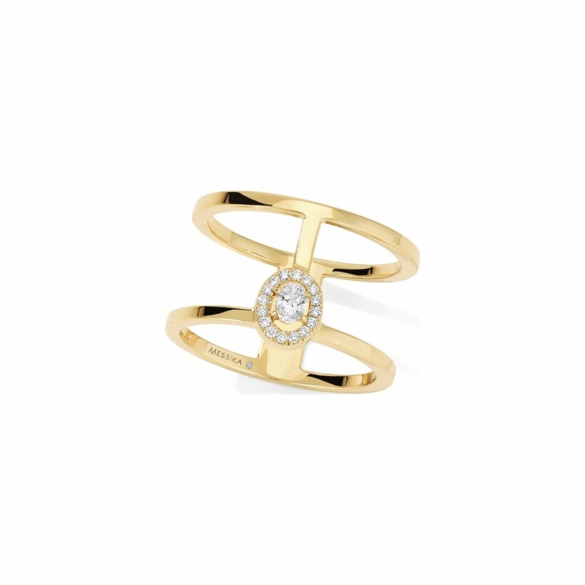 Messika Glam’Azone double row ring, yellow gold, diamonds