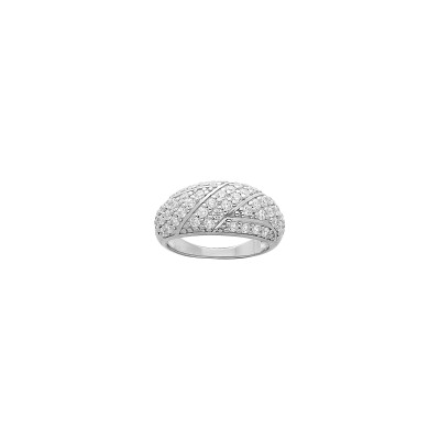 Bague en argent platiné et oxydes de zirconium, taille 64