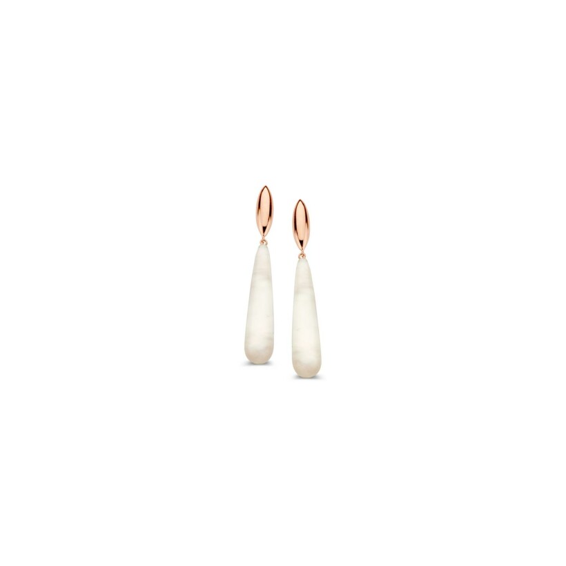 Boucles d'oreilles One More Vulsini en or rose et topaze blanche sur nacre