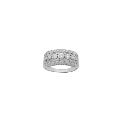 Bague en argent platiné et oxydes de zirconium