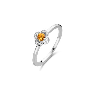 Bague One More Salina en or blanc, diamants et saphir orange