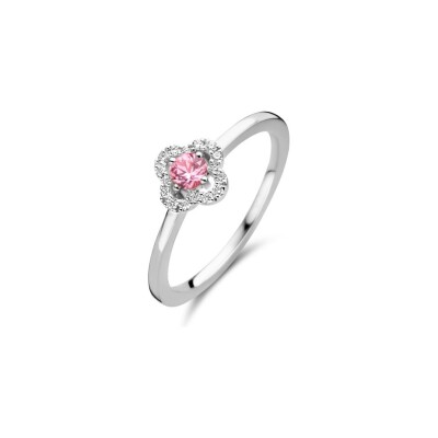 Bague One More Salina en or blanc, diamants et saphir rose