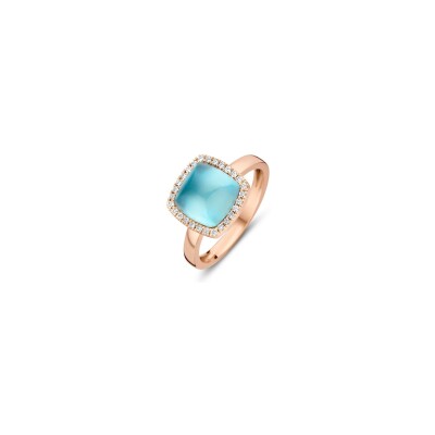 Bague One more Pantelleria en or rose, diamants, topaze et nacre