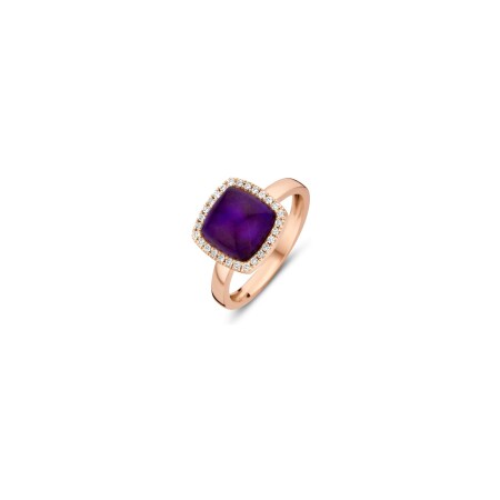 Bague One more Pantelleria en or rose, diamants, quartz, sugilite et nacre