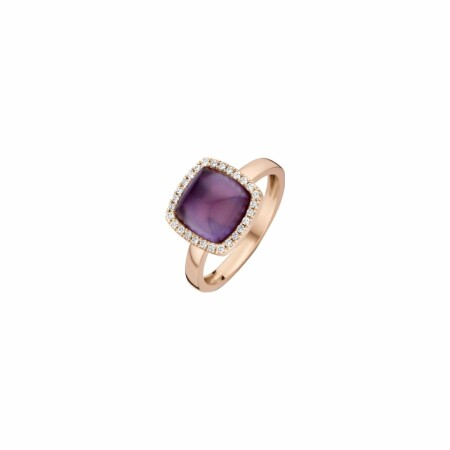 Bague One More Pantelleria en or rose, diamants et améthyste sur nacre