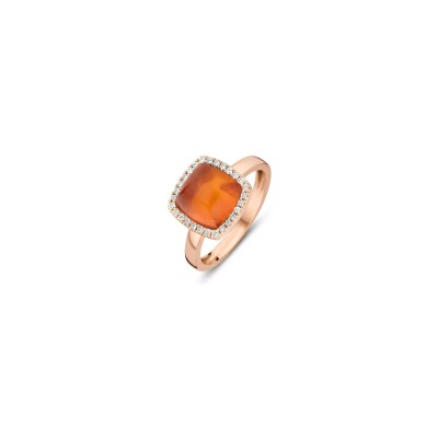 Bague One more Pantelleria en or rose, diamants, quartz et agate