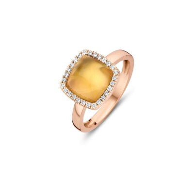 Bague One More Pantelleria en or rose, citrine sur nacre et diamants