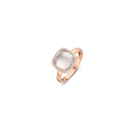 Bague One more Pantelleria en or rose, diamants, topaze et nacre