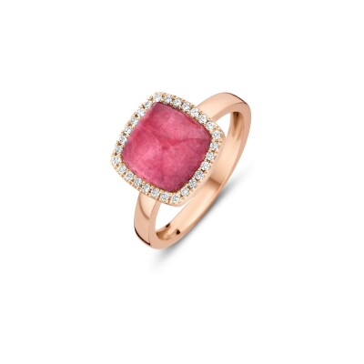 Bague One More Pantelleria en or rose, cristal de roche sur rubis et diamants