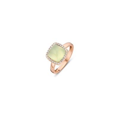 Bague One more Pantelleria en or rose, diamants, préhnite et nacre