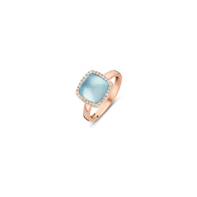 Bague One more Pantelleria en or rose, diamants, topaze et nacre