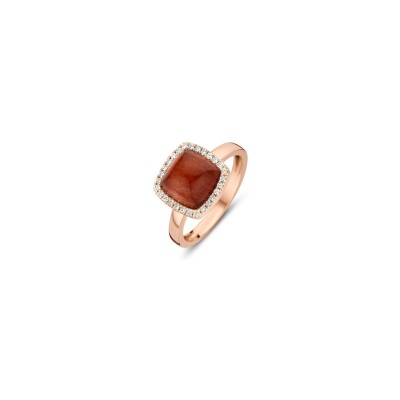 Bague One more Pantelleria en or rose, diamants, quartz et œil de tigre