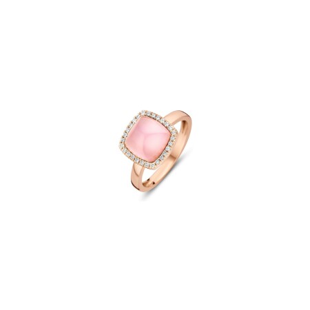 Bague One more Pantelleria en or rose, diamants, quartz rose et nacre