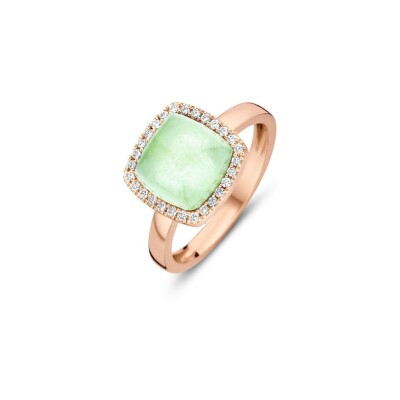 Bague One More Pantelleria en or rose, cristal de roche sur aventurine et diamants