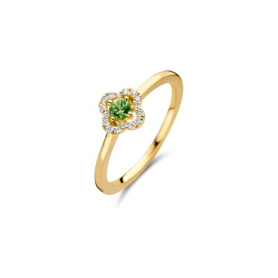 Bague One More Salina en or jaune, diamants et saphir vert