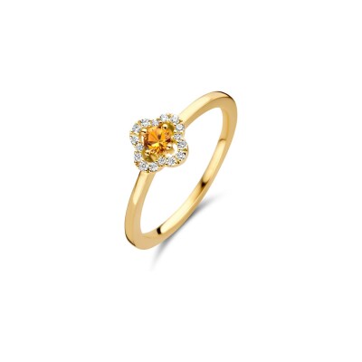 Bague One More Salina en or jaune, saphir orange et diamants