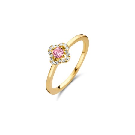 Bague One More Salina en or jaune, diamants et saphir rose