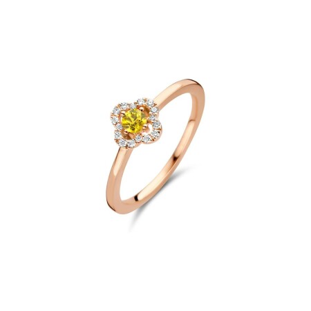 Bague One More Salina en or rose, diamants et saphir jaune