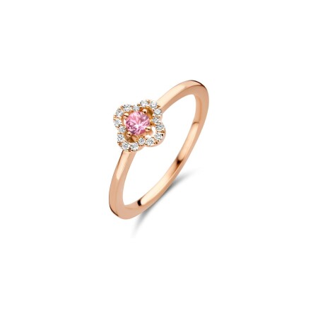 Bague One More Salina en or rose et saphir rose et diamants, taille brilliant